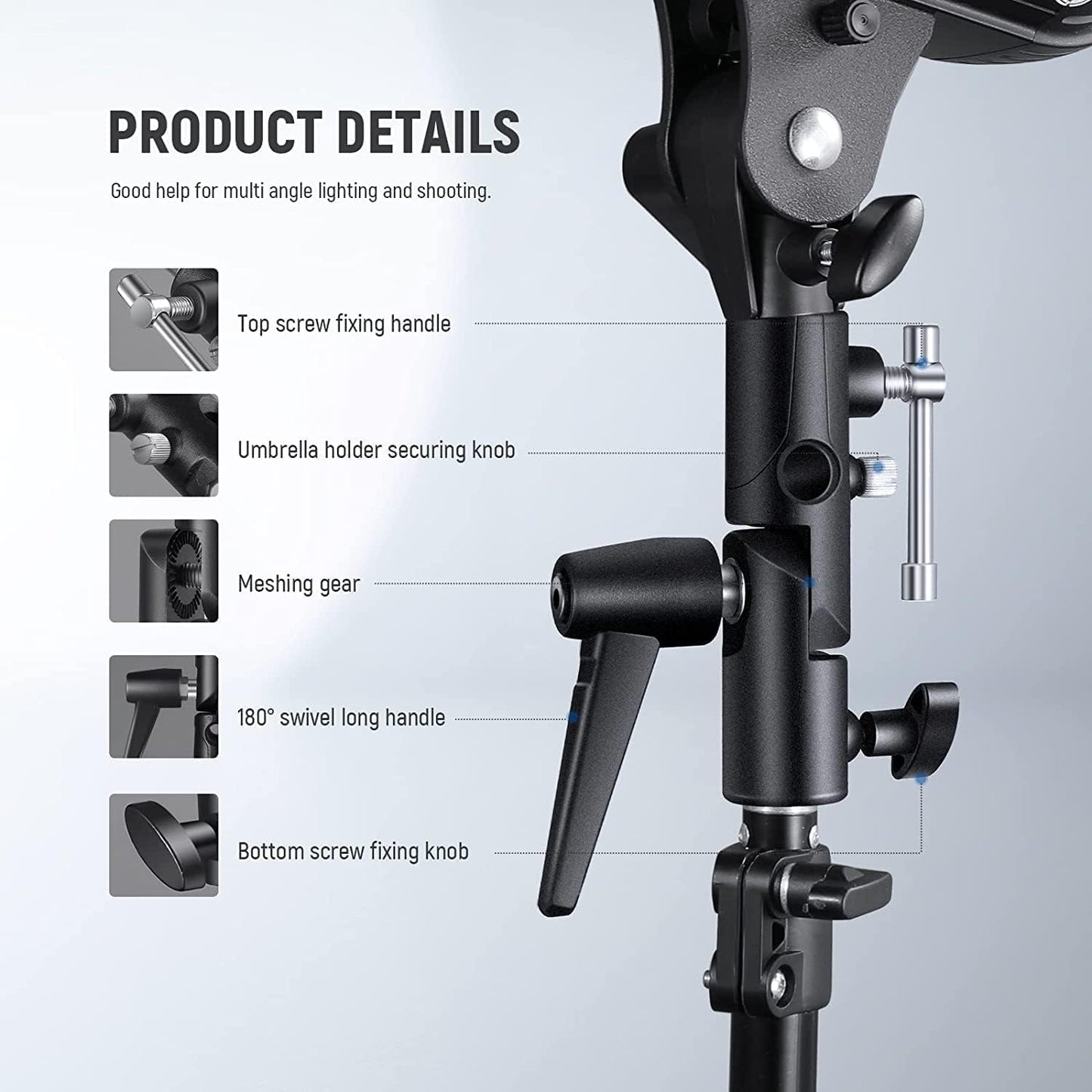 Neewer 10101210 Camera Flash Bracket H-Type with Umbrella Holder