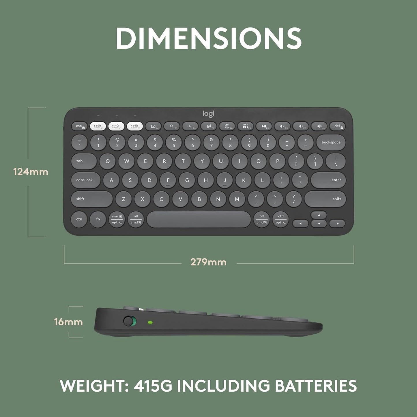 Logitech 920-011775 Pebble Keys 2 K380s Bluetooth Keyboard