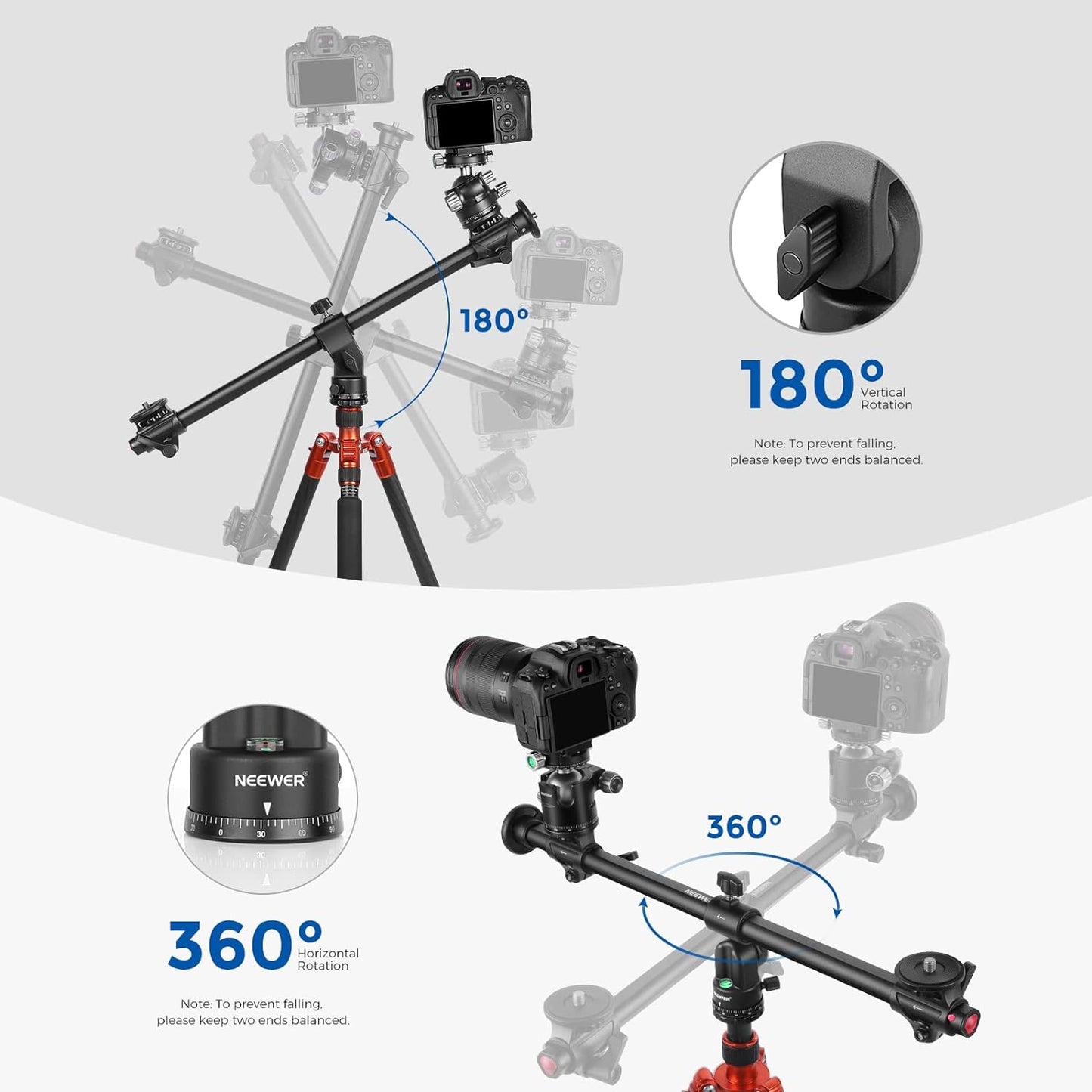 Neewer 10100663 25" Horizontal Tripod Center Axis