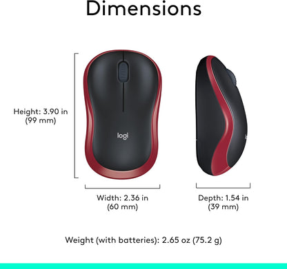 Logitech 910-003635 M185 Red Wireless Mouse