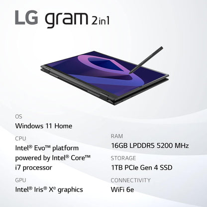 LG 14T90Q-K.AAB9U1 gram 2-in-1 Tablet Laptop