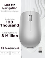 Lenovo 530MOUSE Full Size Wireless Mouse - Platinum Grey