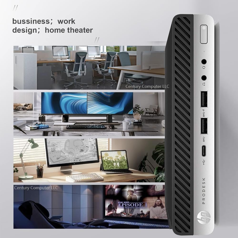 HP EliteDesk 800 G3 Mini Desktop PC 21.5" Monitor Bundle Renewed