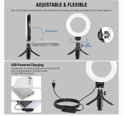 Neewer 10104607 5" LED Ring Light Video Conference Kit