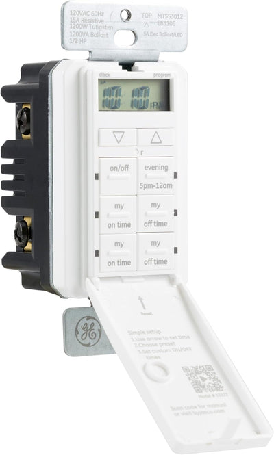 GE 53222 UltraPro In-Wall Digital Timer, Daily Preset