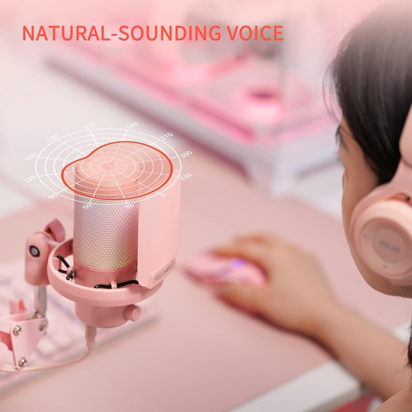 FEELWORLD VM1-AS-P-OF-EU Pink Gaming USB Microphone