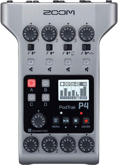 Zoom PodTrak P4 Podcast Recorder Bundle w/ 2x ZDM-1 Mics