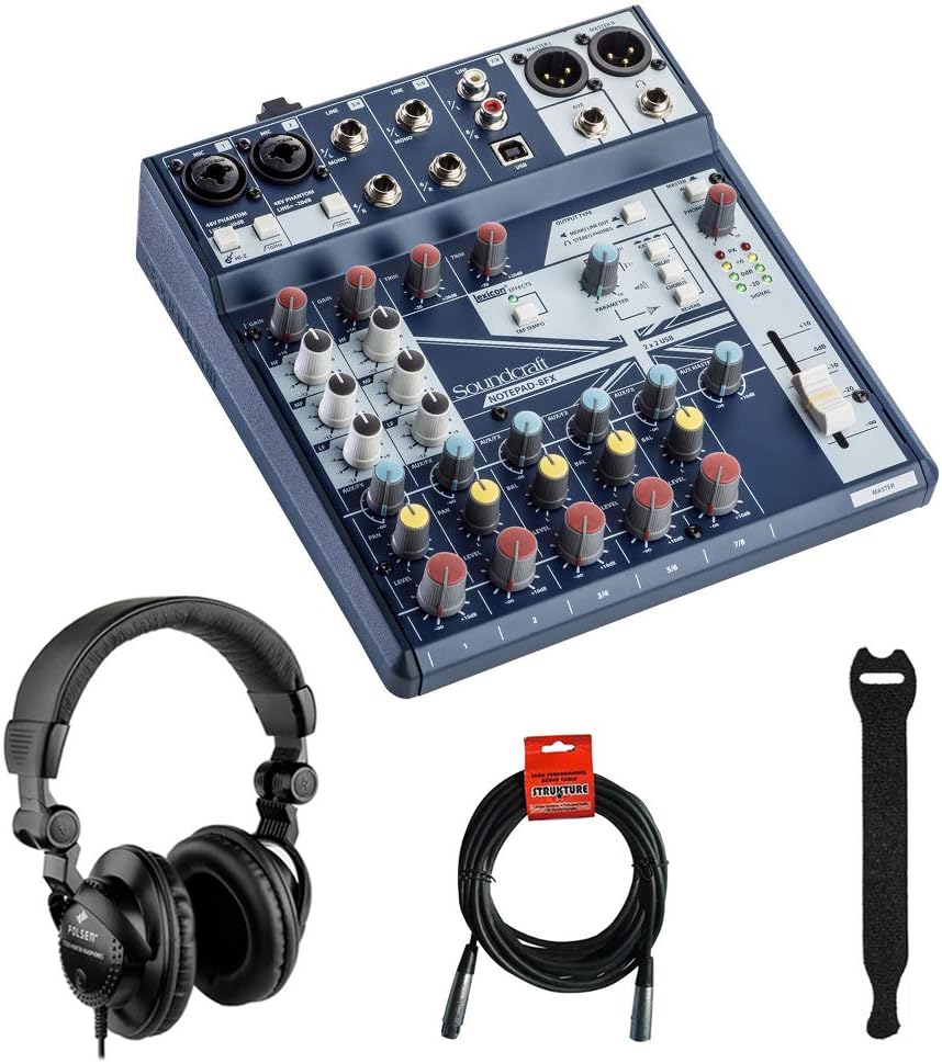 Soundcraft Notepad-8FX 8-Channel Mixer with USB and Effects Bundle