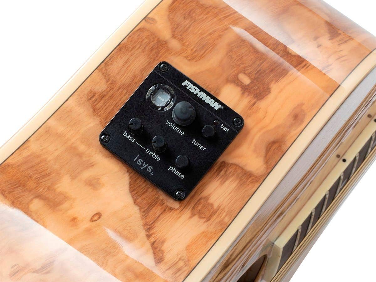 Monoprice Quilted Ash Acoustic Guitar - Natural w/ Gig Bag & Pickup