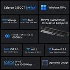 HP Pro 400 G9 Mini PC Celeron 16GB RAM 256GB SSD Windows 11 Pro