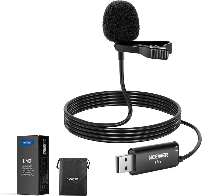 Neewer 21000134 USB Lapel Microphone with Monitoring — main product image