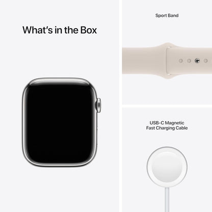 Apple MKJD3LL/A Watch Series 7: 45mm GPS + Cellular, Steel Case