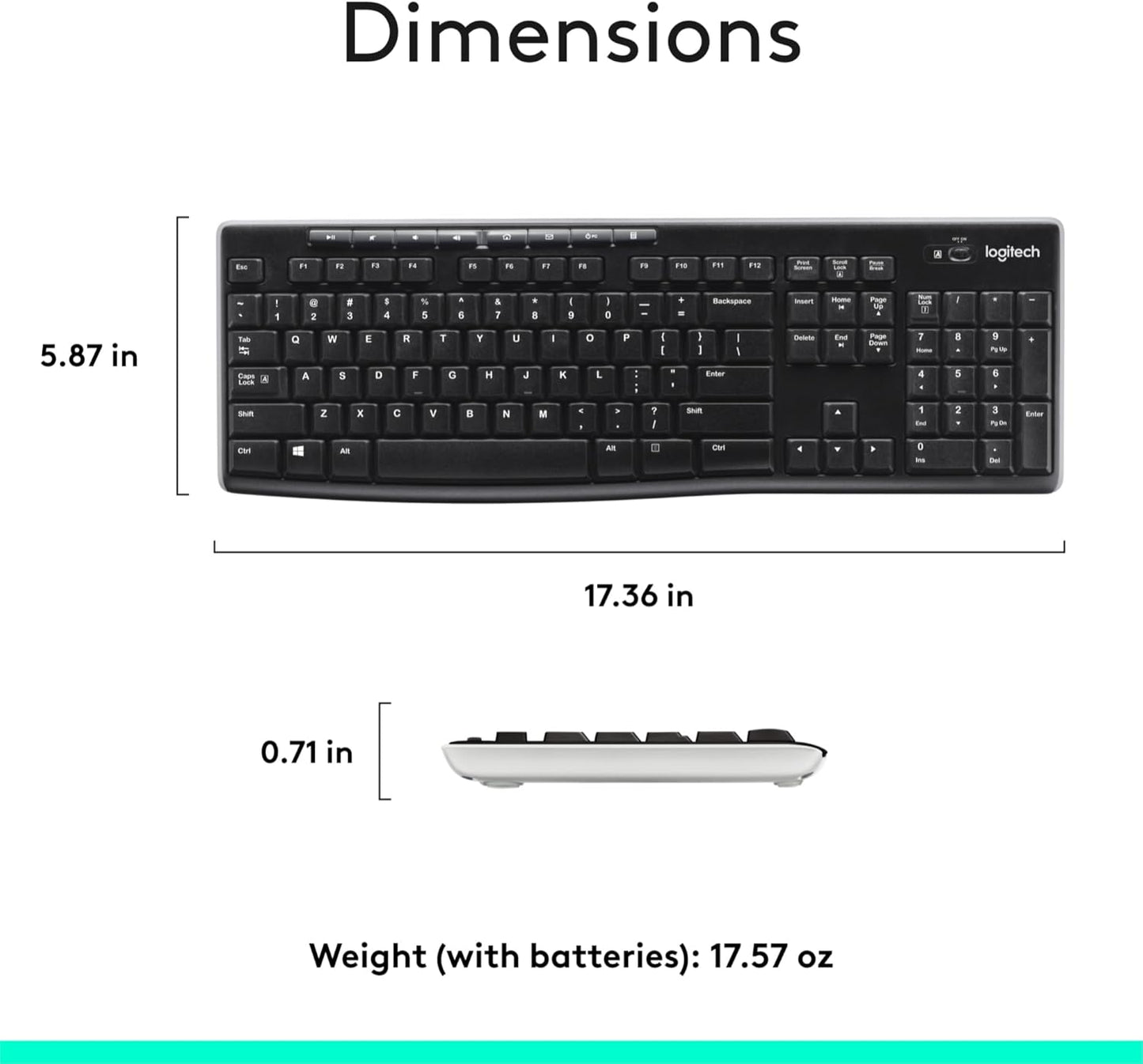 Logitech 920-003051 K270 Wireless Keyboard Long Battery Life