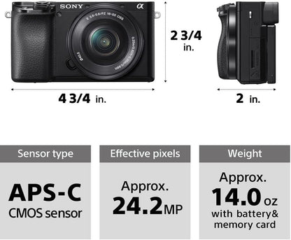Sony a6100 Mirrorless Camera ILCE6100L/B Lens Bundle Renewed