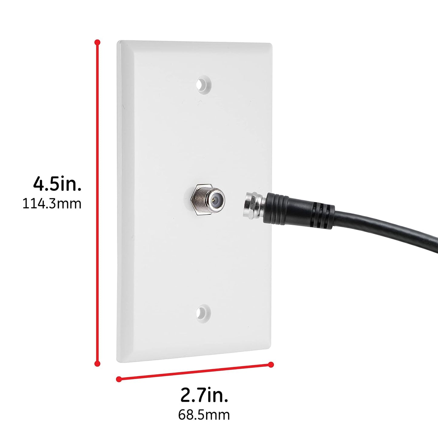 GE 40050 White Coax Cable Wall Plate 1-Port