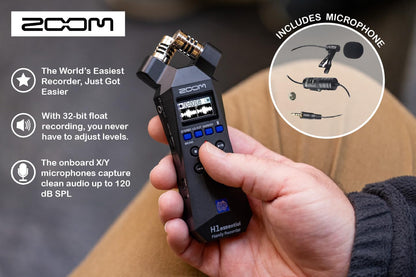 Zoom ZH1E Handy Recorder Bundle Lavalier Mic