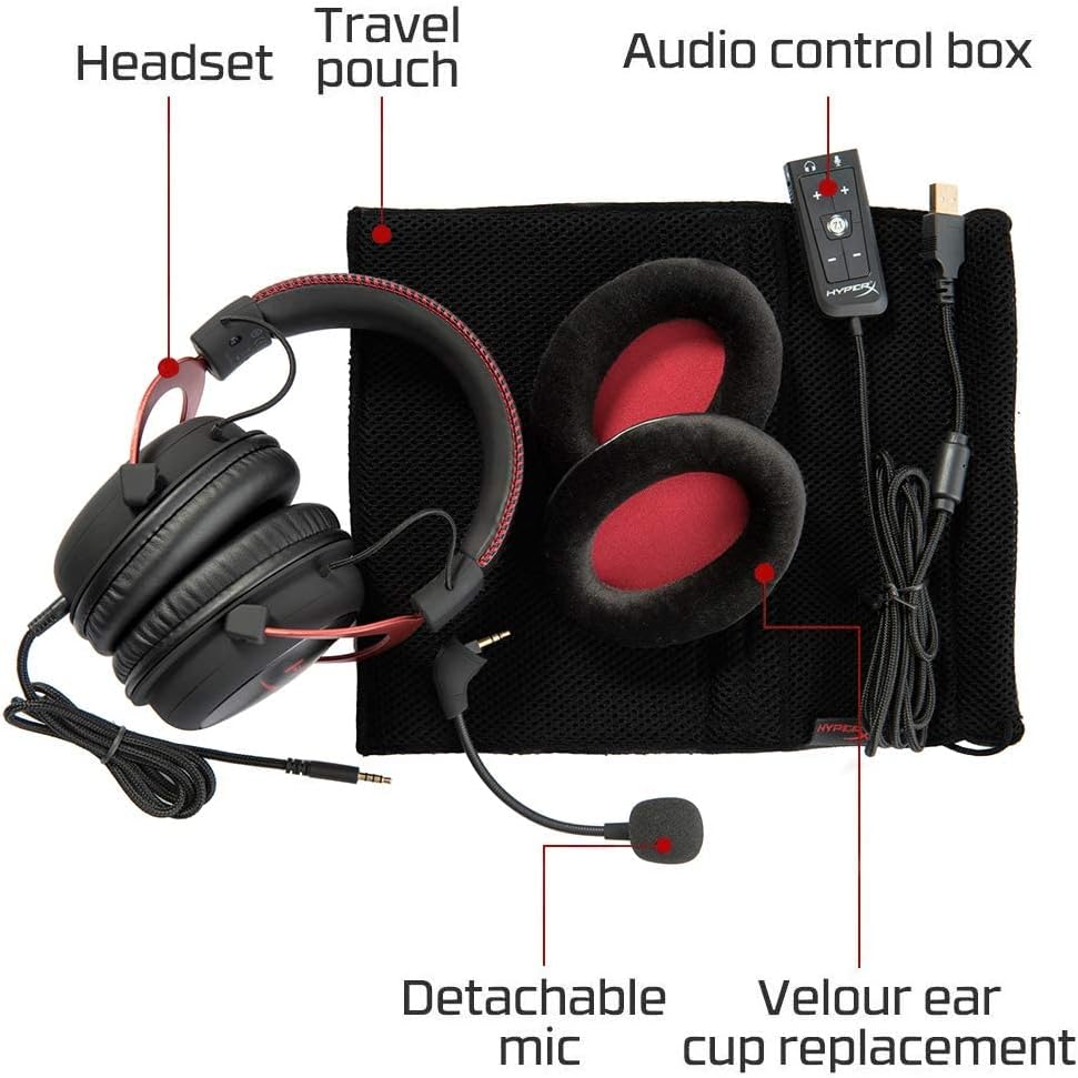 HyperX KHX-HSCP-RD Cloud II Gaming Headset Red Renewed