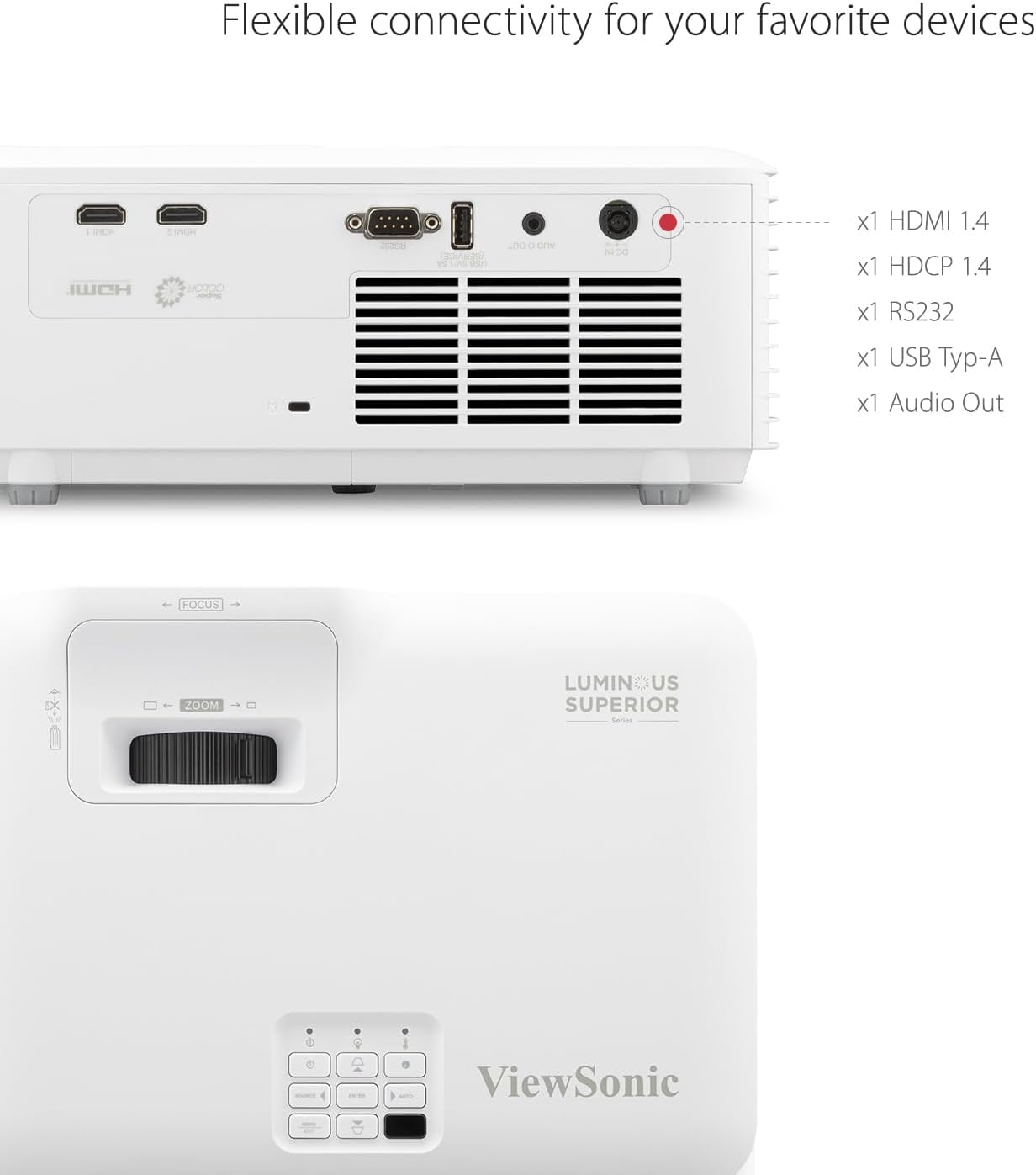ViewSonic LS740W Laser Projector 5000 Lumens WXGA Zoom Renewed