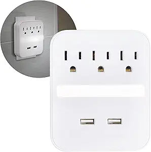 GE 41628 Pro 2-USB 3-Outlet Surge Protector with Night Light
