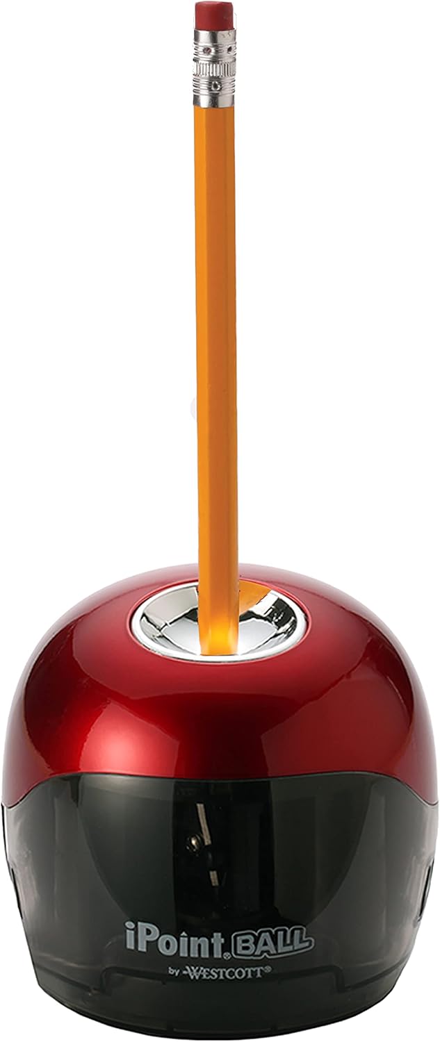 Westcott 15570 iPoint Ball Battery Pencil Sharpener - Red/Black