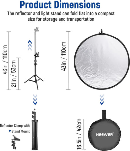 Neewer 10101016 43" 5-in-1 Light Reflector Kit Stand