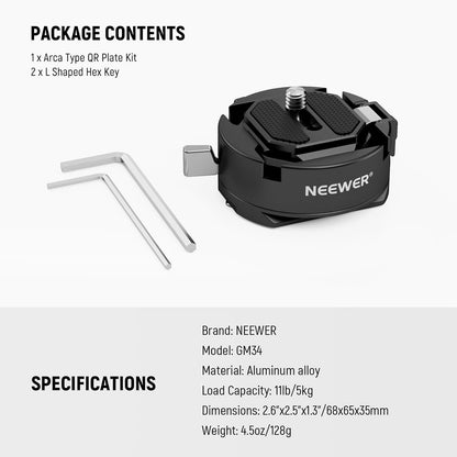 Neewer GM34 Camera Quick Release Plate Kit