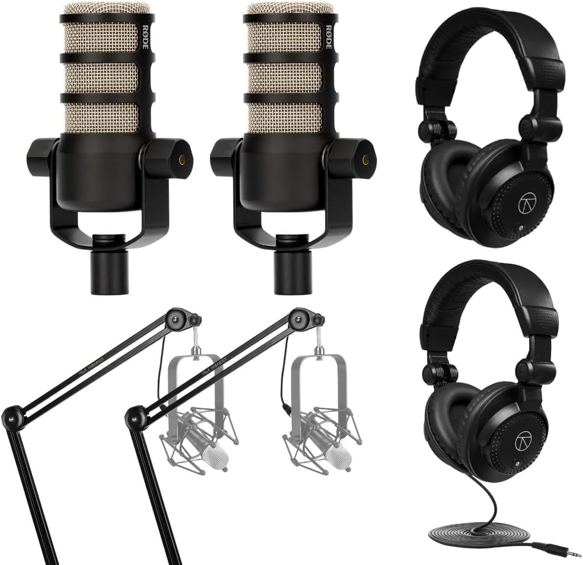 Rode 2X PodMic Bundle - Podcasting Microphones & Broadcast Arms