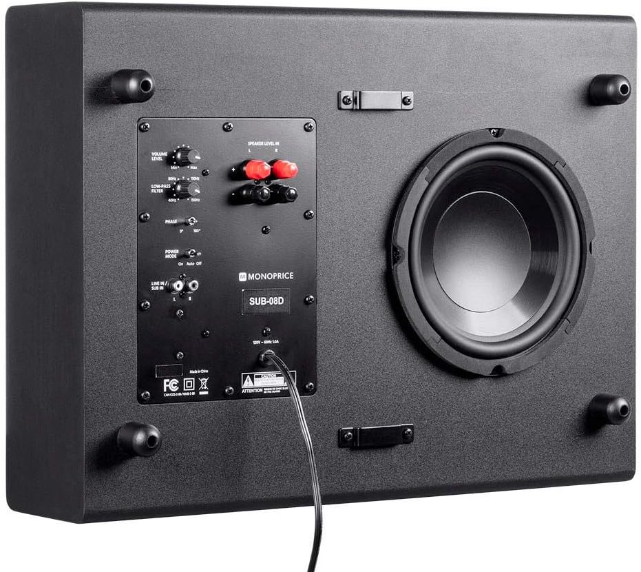 Monoprice 133829 SSW-8 Slim 8" 100W Powered Subwoofer