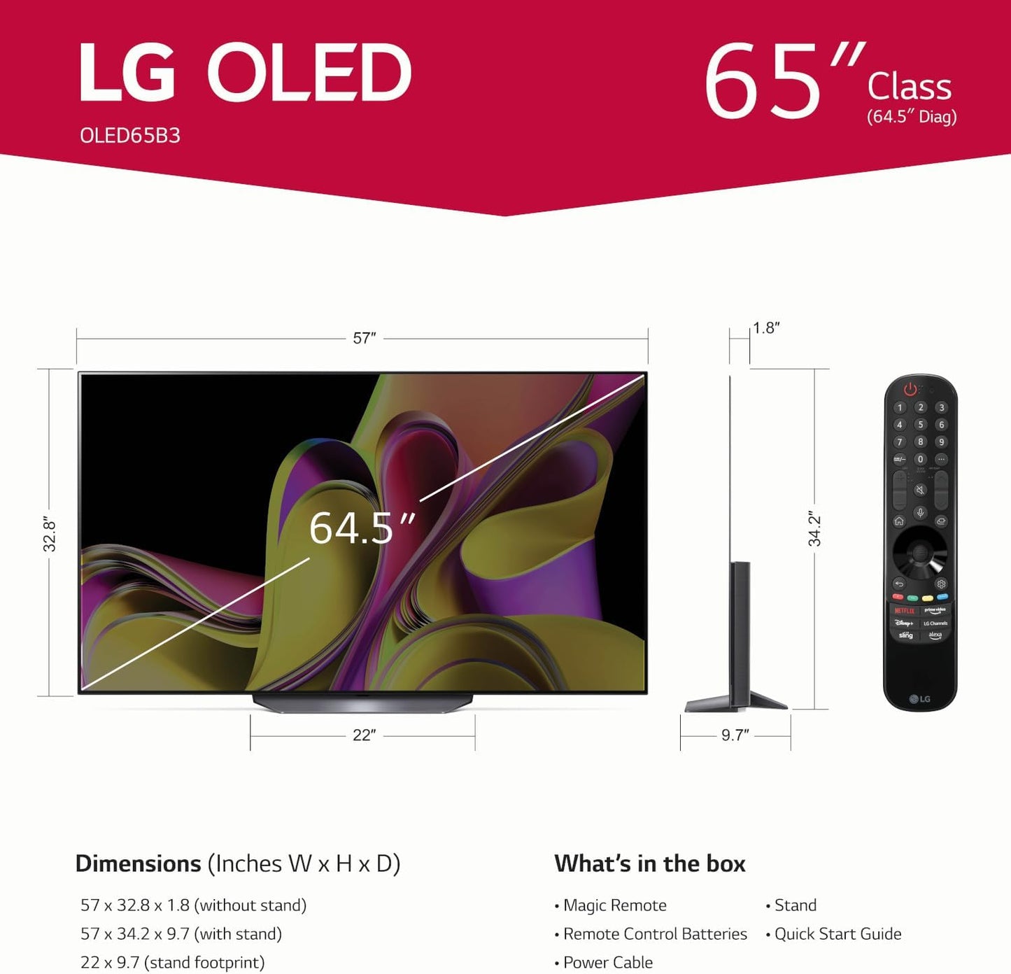 LG OLED65B3PUA 65-Inch OLED 4K Smart TV