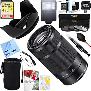 Sony E18SNSEL55210B 55-210mm E-Mount Zoom Lens - Black + Bundle