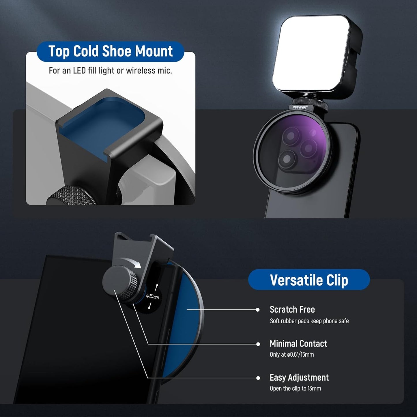 Neewer 67mm CPL Phone Camera Filter Polarizer Kit