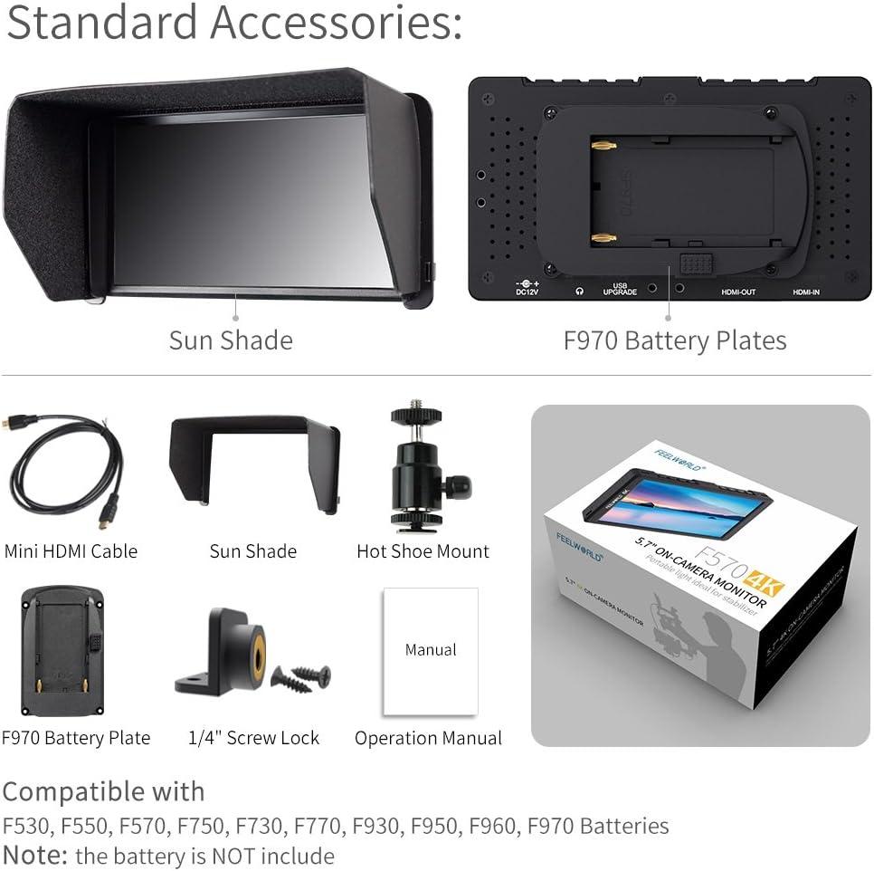 FEELWORLD F570 5.7" 4K HDMI On-Camera Field Monitor