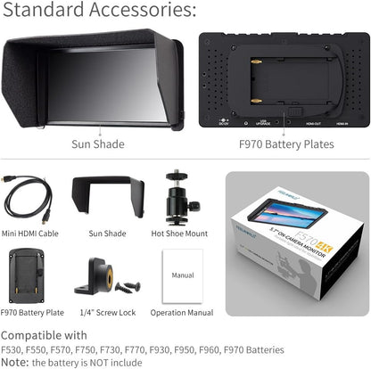 FEELWORLD F570 5.7" 4K HDMI On-Camera Field Monitor