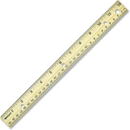 Westcott 10702 Wood Ruler 12-Inch Metal Edge