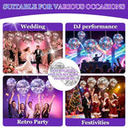 Masiunoz Silver Hanging Disco Mirror Ball Set