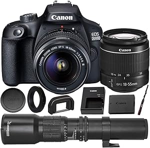 Canon 2728C004 EOS 2000D Rebel T7 DSLR Bundle