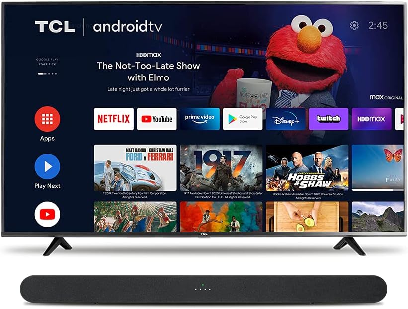 TCL 4 Series 43S434 43" 4K UHD HDR Smart Android TV + Soundbar Bundle
