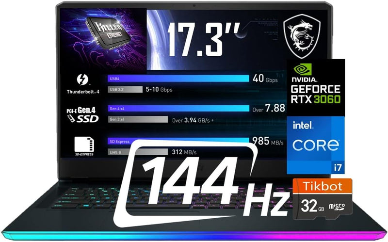 MSI GE76 Raider Gaming Laptop i7 RTX 3060 144Hz — main product image