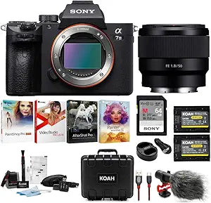Sony ILCE7M3B a7 III Full Frame Mirrorless Camera 50mm Lens Bundle