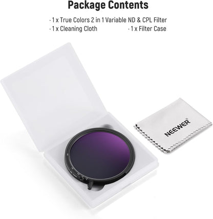 Neewer 72mm Variable ND/CPL Filter: True Colors, 2-in-1