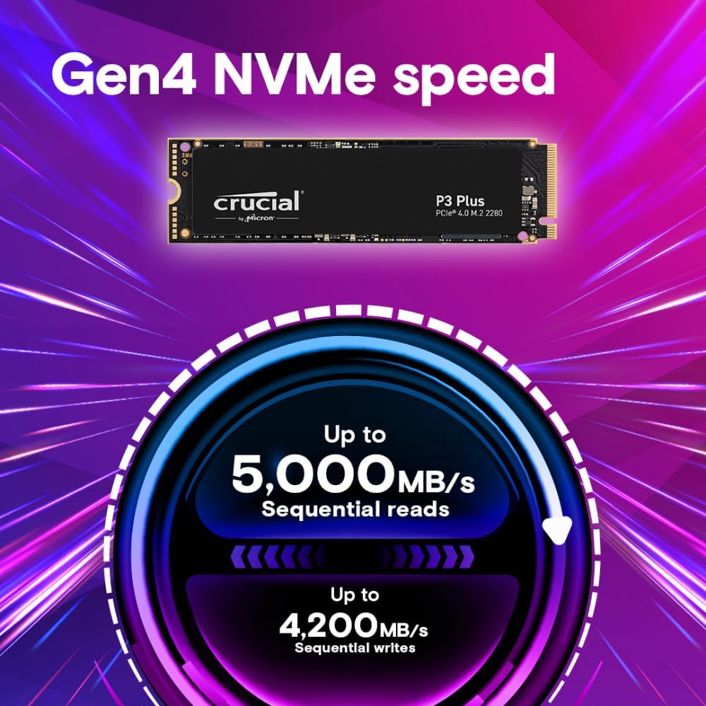 Crucial CT1000P3PSSD8 P3 Plus 1TB Gen4 NVMe SSD