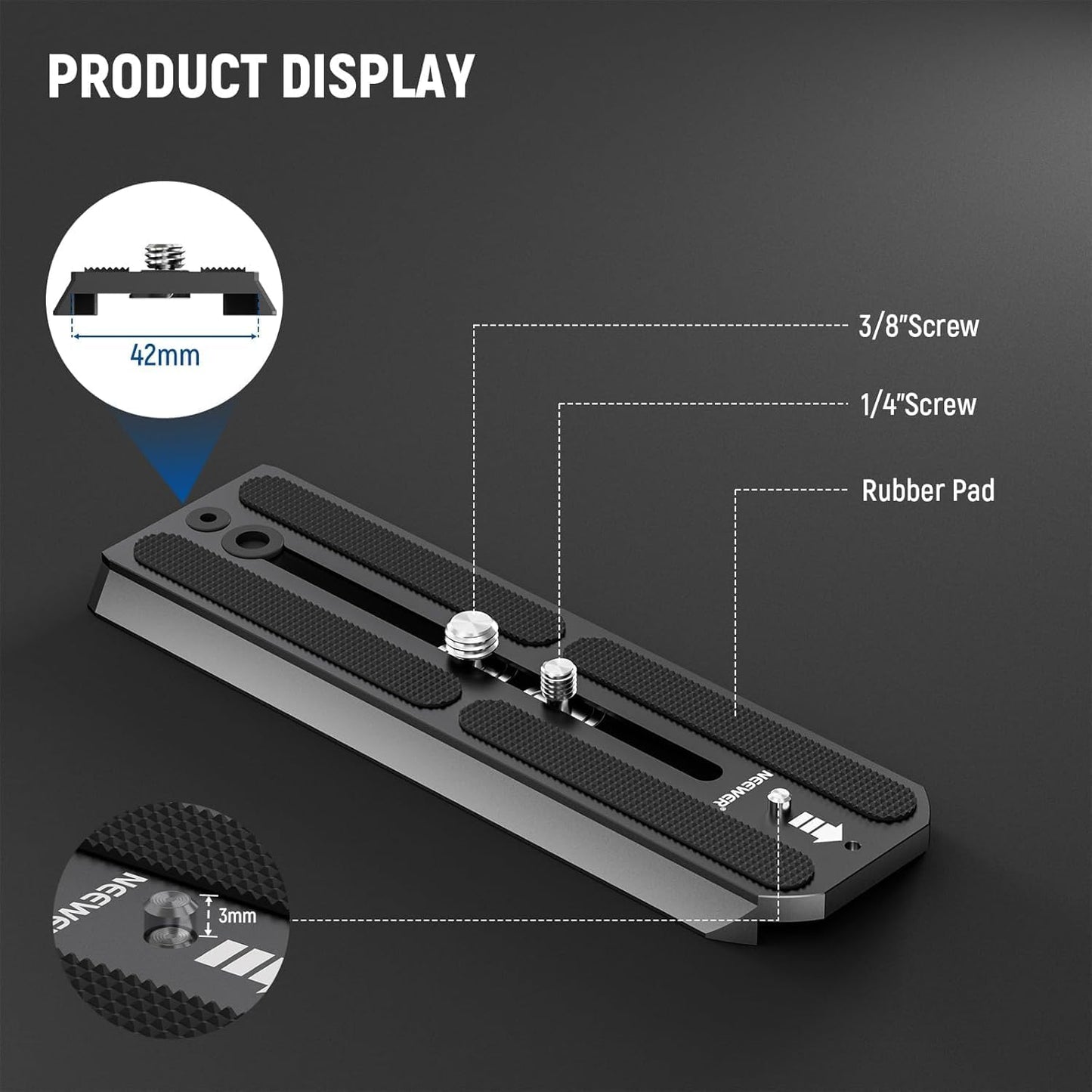 Neewer 10103683 501PL Tripod Quick Release Plate, 6.3" Extended