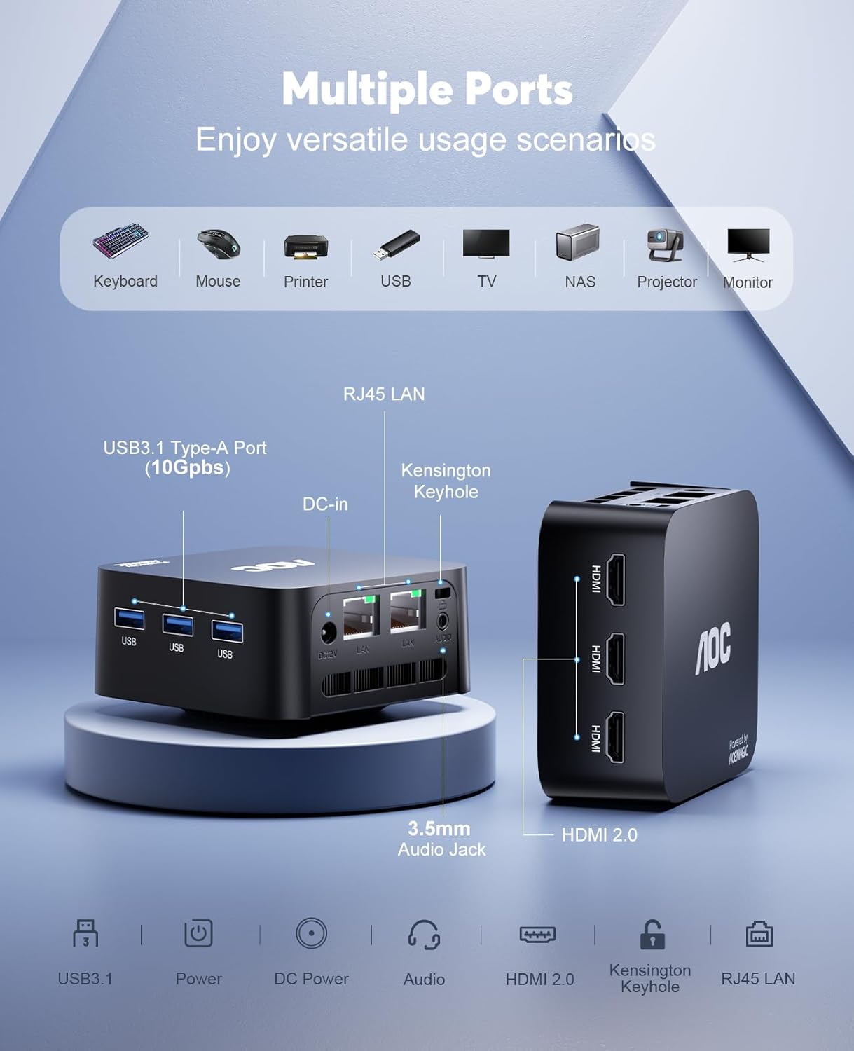 AOC Celeron T8PLUS Mini PC N97 16GB RAM 512GB SSD