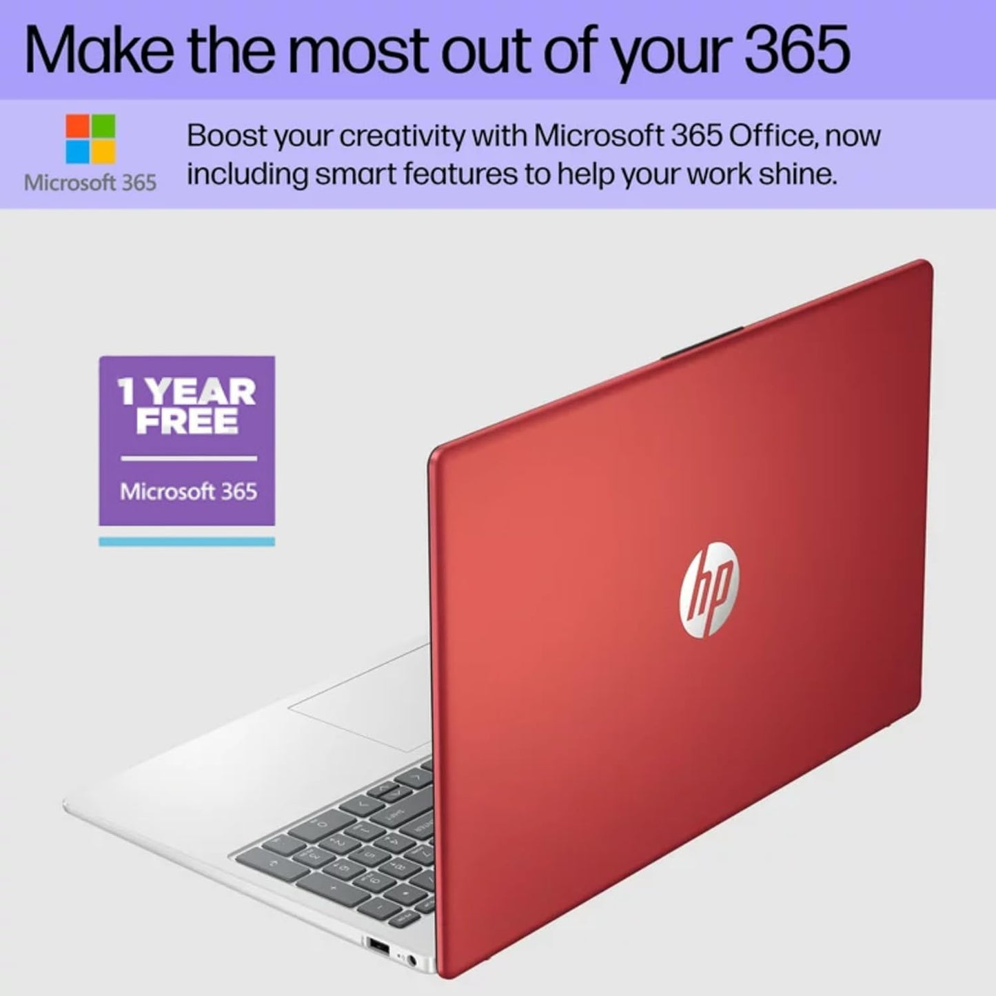 HP Laptop 15.6" HD Intel N200 16GB 128GB SSD Red