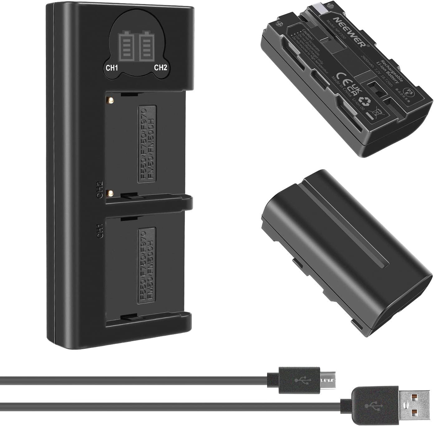 Neewer 10095059 NP-F550 Battery Charger Set
