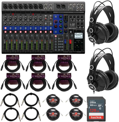 Zoom LiveTrak L-12 12-Channel Digital Mixer Recorder Bundle