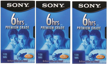 Sony FBA_3T120VR 3T120VR 6 Hour EP T-120 VHS Tapes 3-Pack