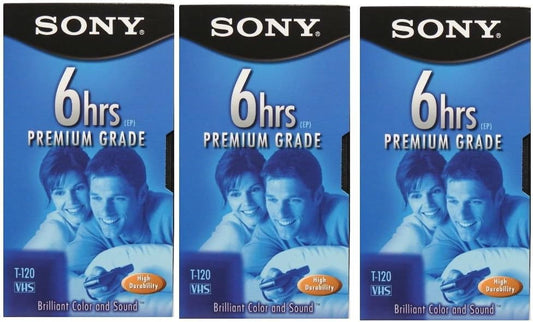 Sony FBA_3T120VR 3T120VR 6 Hour EP T-120 VHS Tapes 3-Pack