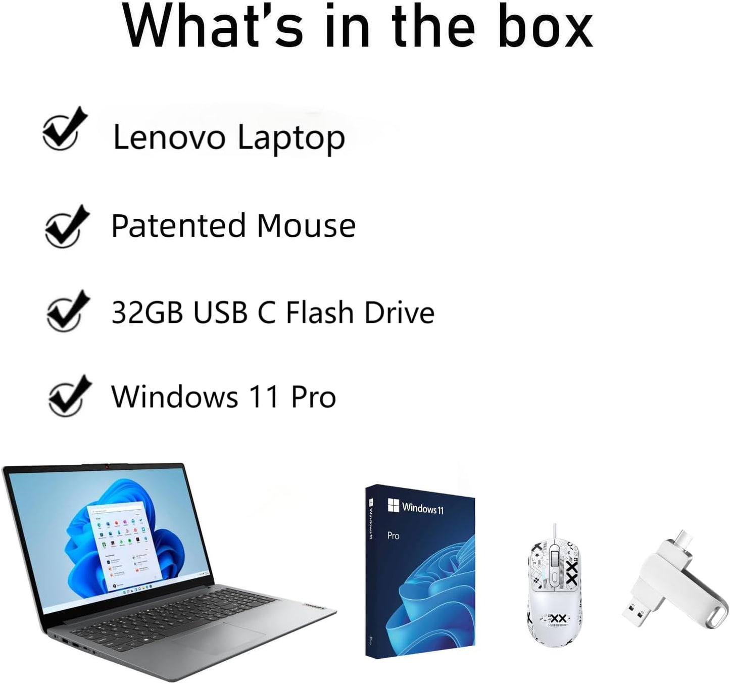 Lenovo IdeaPad 1 AMD Athlon Silver 15.6" Laptop with USB Drive