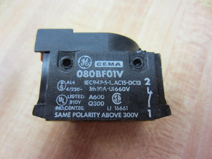 GE 080BF01V 1NC Contact Block 10A-Ui660V